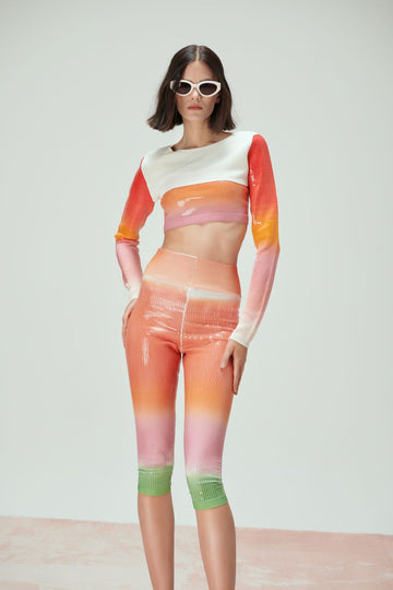 Yoyoi Sequıned Cropped Multicolor Top