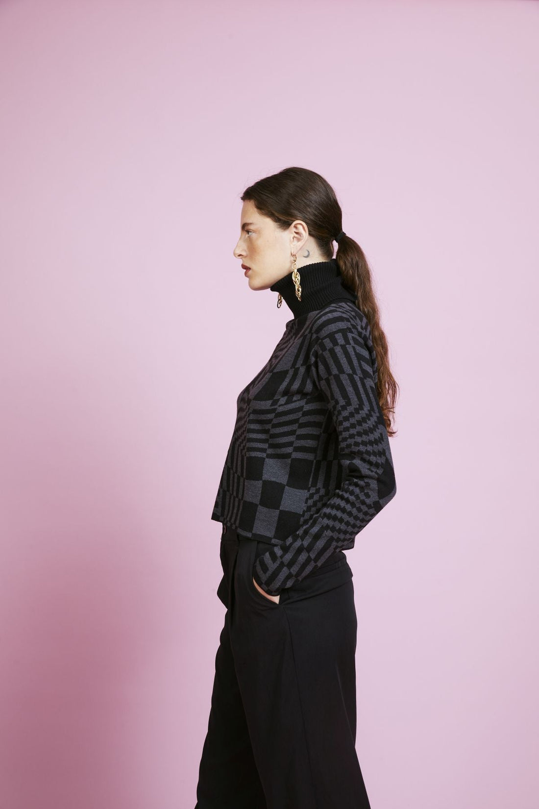 Melissa Turtleneck Geometric Sweater